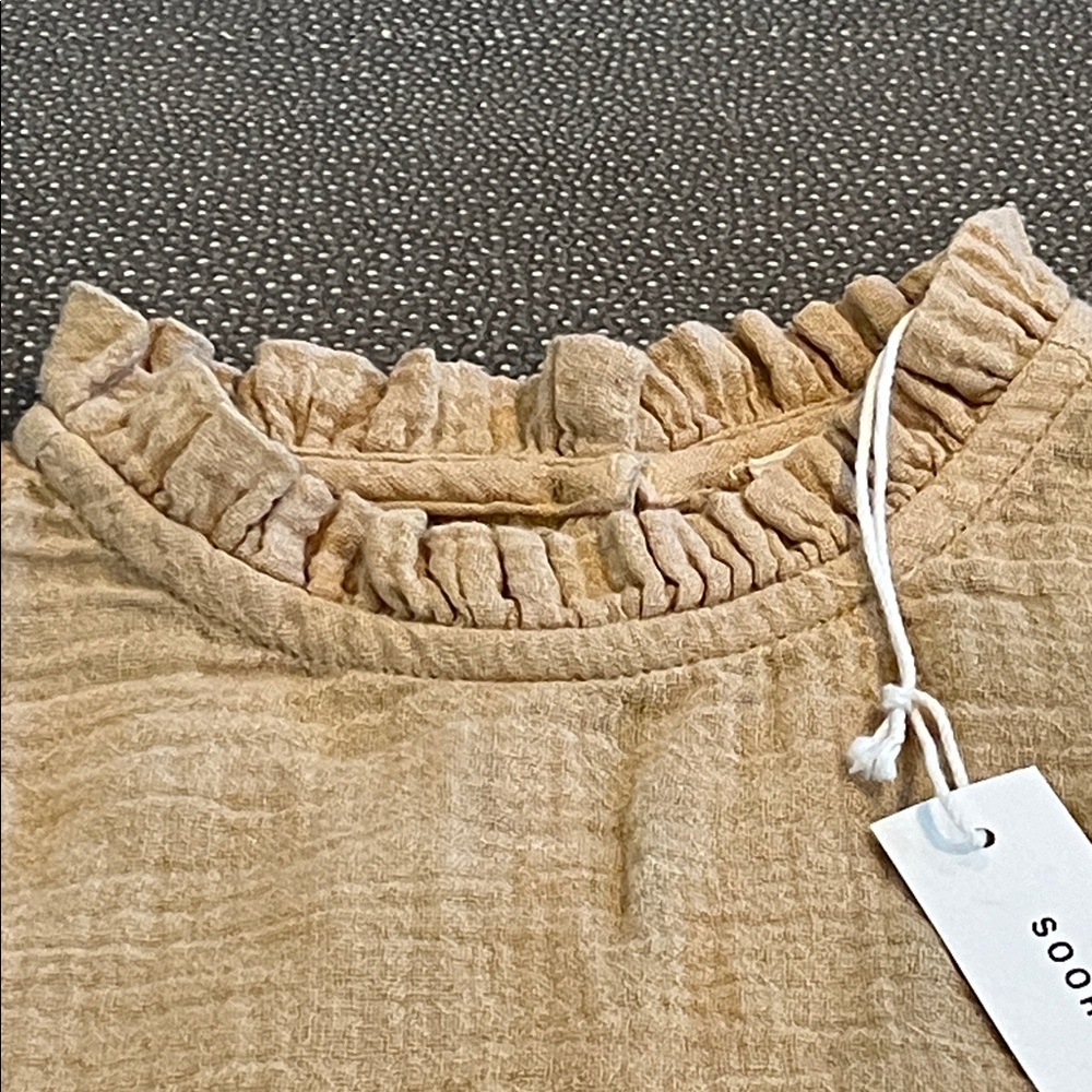 Adorable Ruffled Beige Kids Thelma Blouse - Picture 3 of 4
